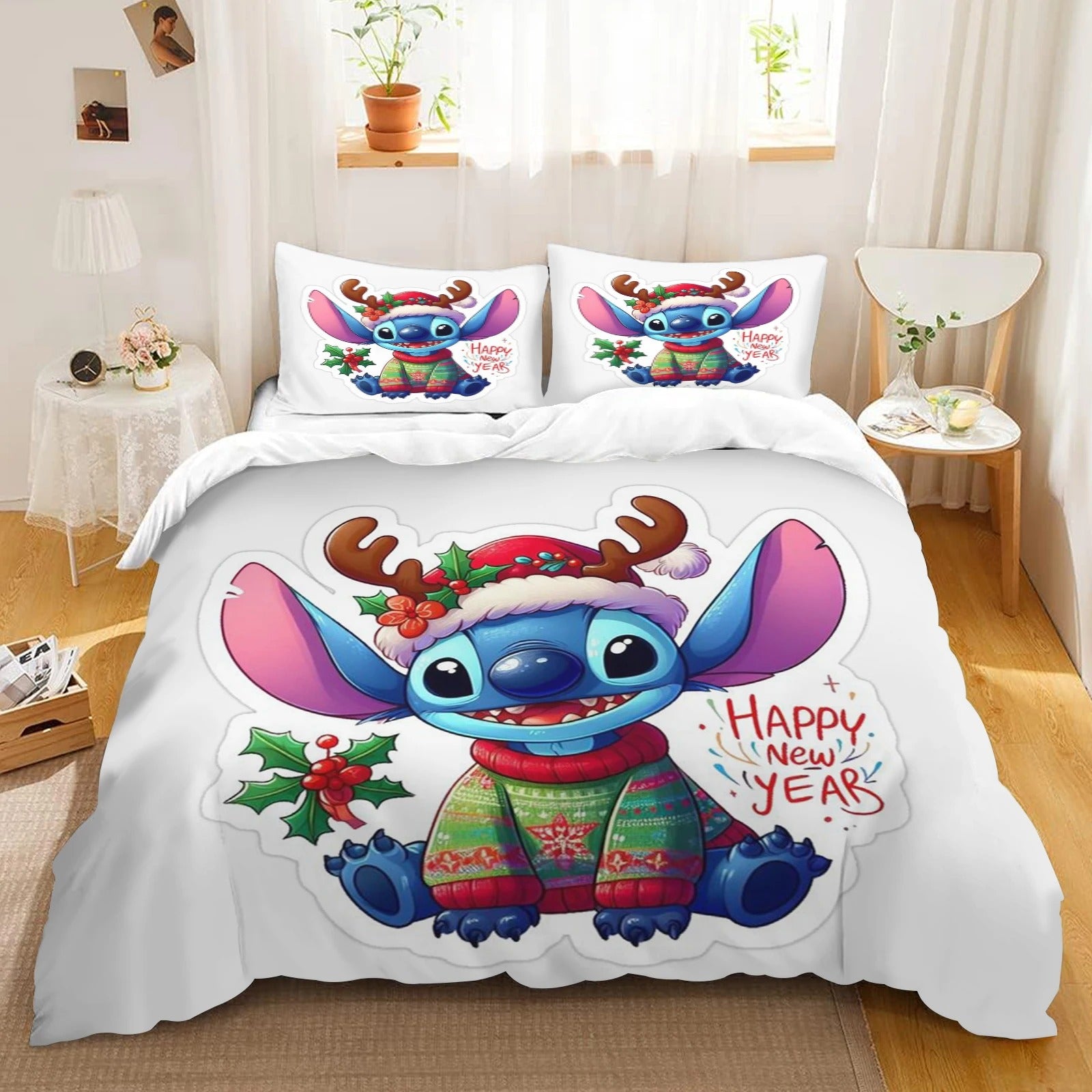 Copri piumino Stitch Natale + 1 o 2 federe omaggio