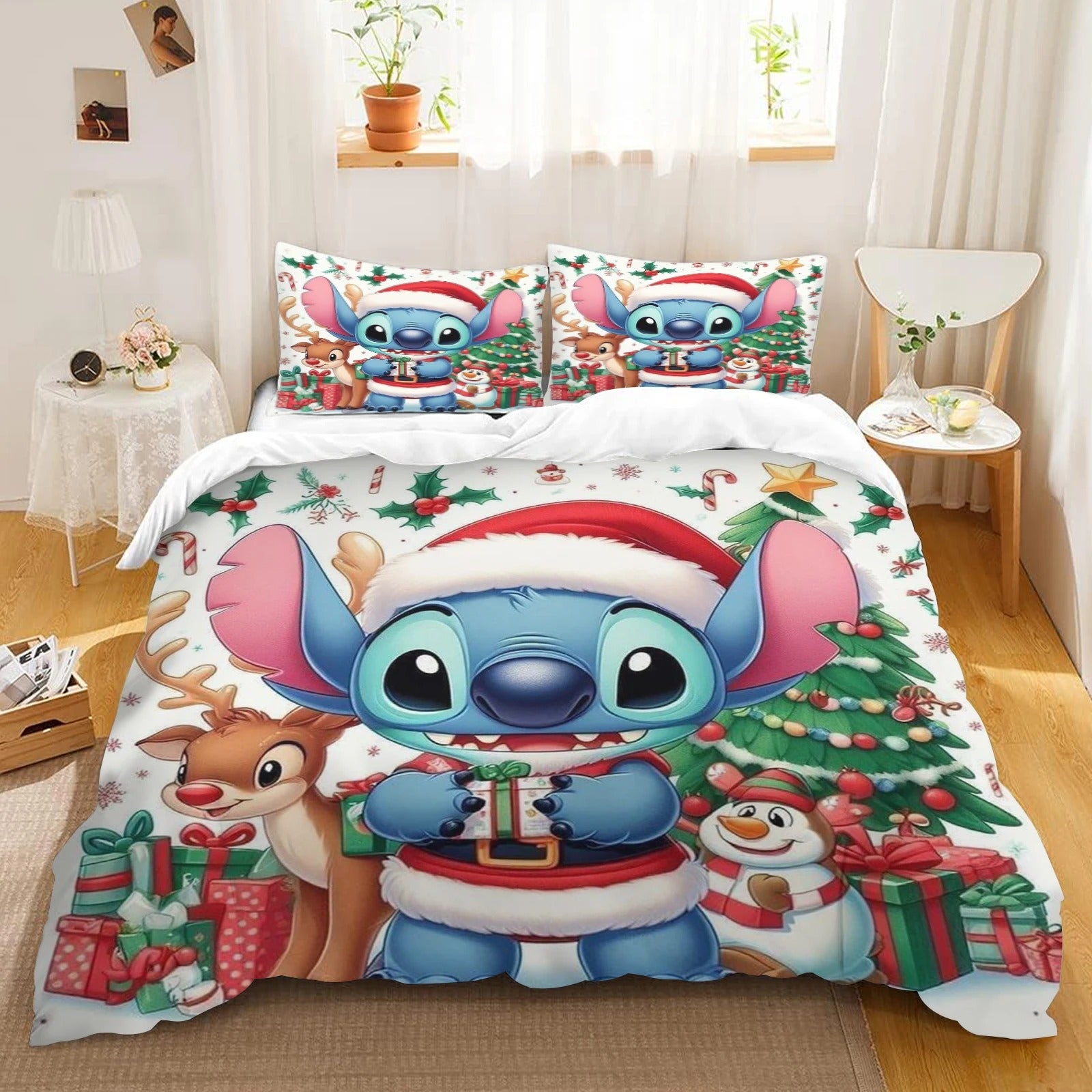 Copri piumino Stitch Natale + 1 o 2 federe omaggio