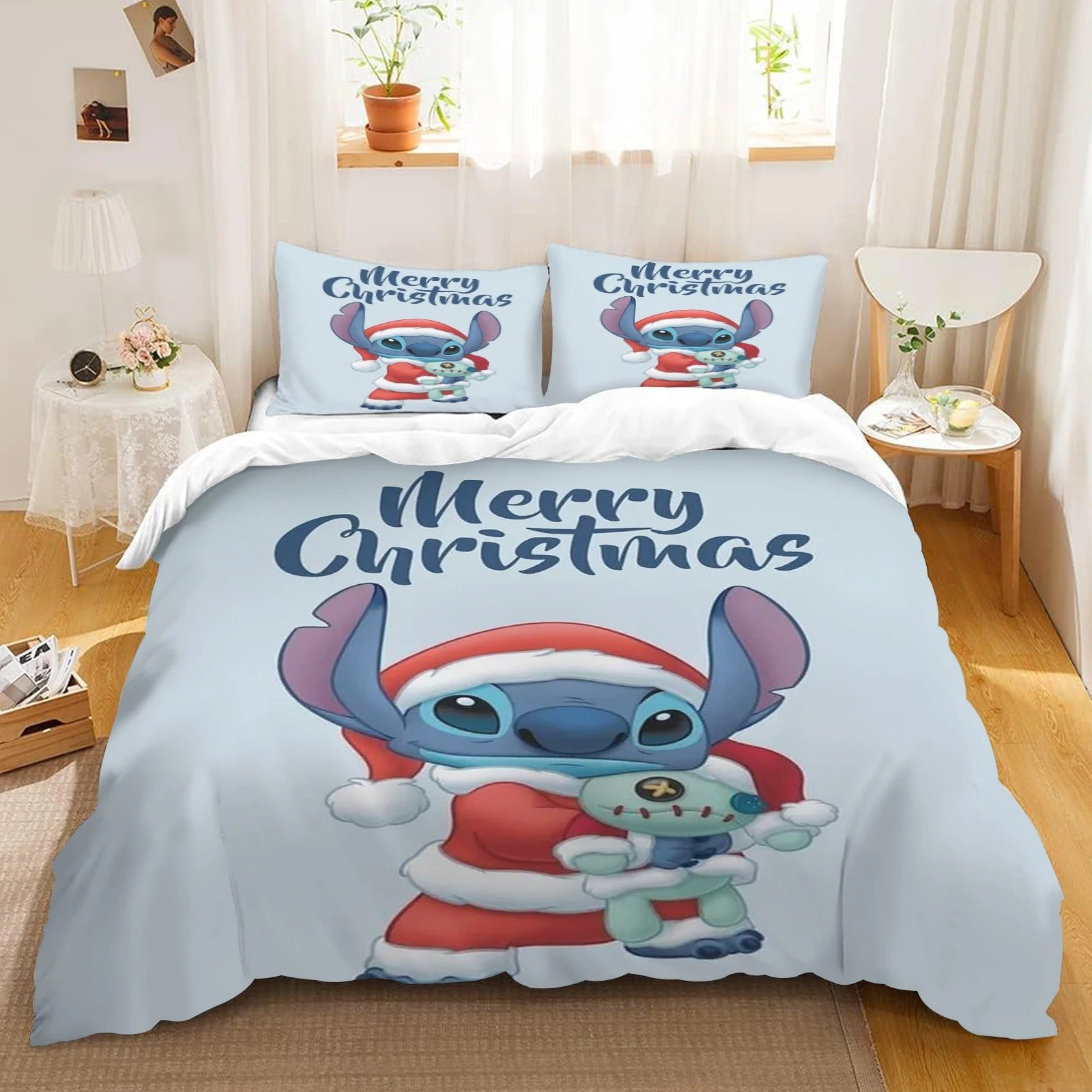 Copri piumino Stitch Natale + 1 o 2 federe omaggio