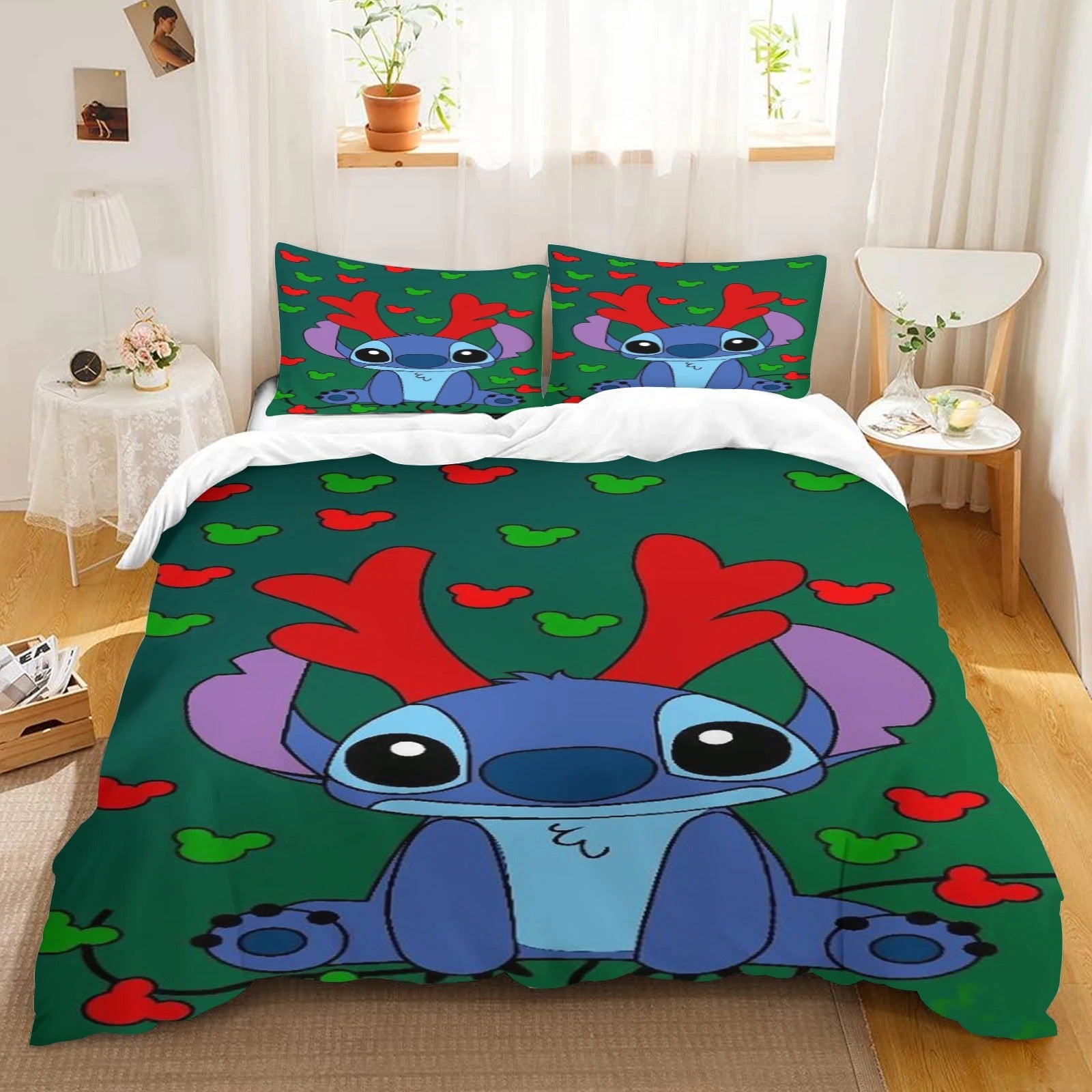 Copri piumino Stitch Natale + 1 o 2 federe omaggio